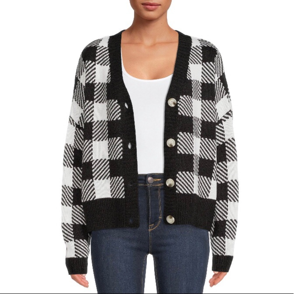 Buffalo Plaid Cardigan Sweater